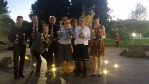 Photo: (From left to right) Kevin Barrett, Nicholas Otranto, Clare Woollen, Gage Hillmann, Mary Rose Stepnowski, Africa Schaumann, Hannah Glynn, Brooke Keling. 