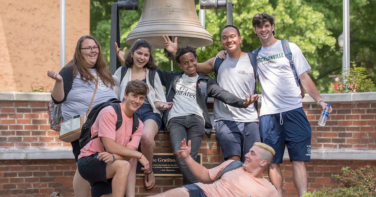 Students at the Gratitude Bell